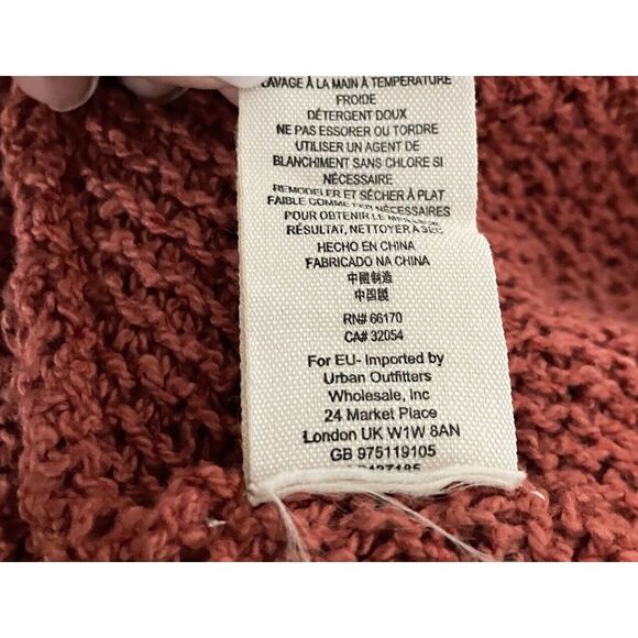 Free People Women's Shark Bite Hem Cardigan Sweater Snaps Pockets Rust Orange XS - Picture 9 of 9